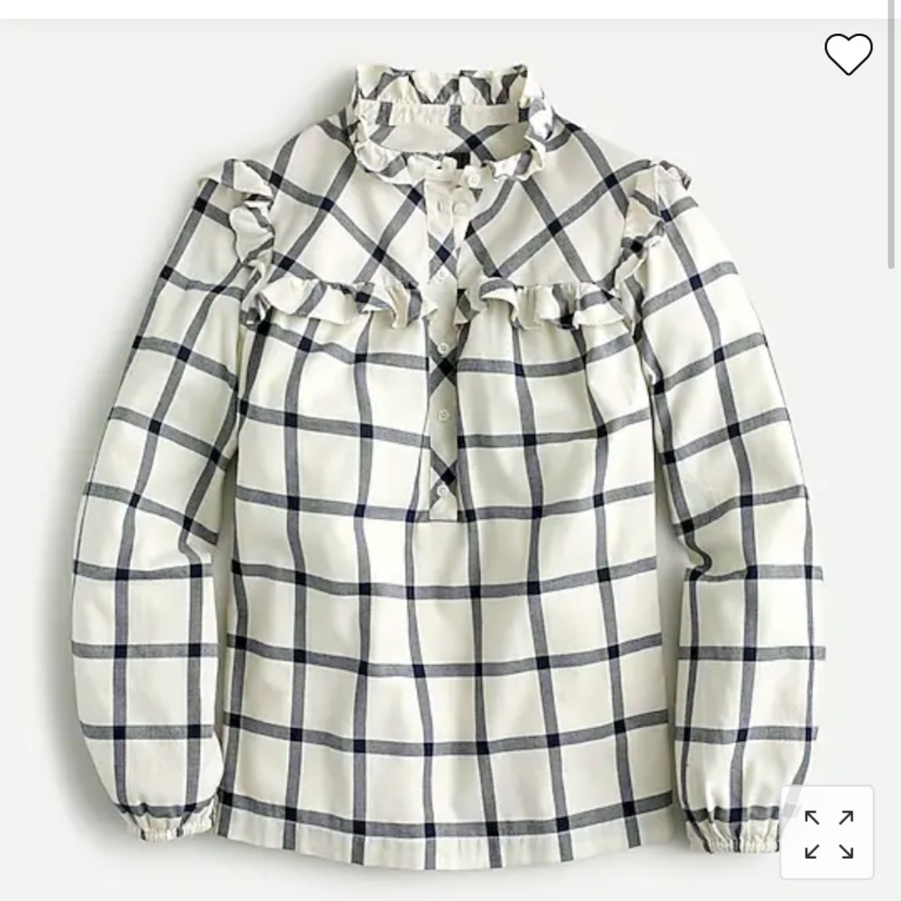 ✨J. CREW✨  // Ruffle popover top in flannel
